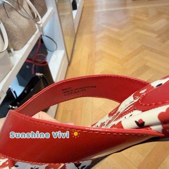 NEW COACH Women's Thong Kitten Heel With Floral Print Bold Red CBM86 US 5.5 - Picture 5 of 8